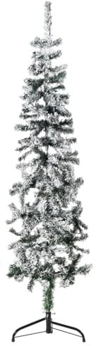 Juroupi Künstlicher Halb-Weihnachtsbaum mit Schnee Schlank 150 cm Weihnachtsbaum DraußEn