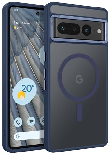 YINLAI für Google Pixel 7 Pro Magnetische Hülle [Kompatibel mit Magsafe] Unterstützt kabelloses Laden Schlanke vollständig stoßfeste Hülle für Google Pixel 7 Pro, Marineblau