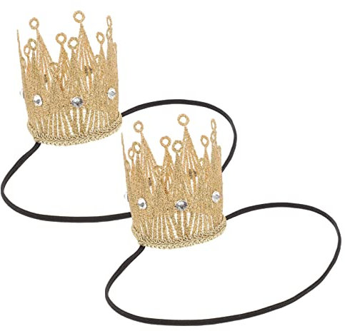 DEARMAMY 2St Krone Stirnband Spielzeug Kronen-Stirnband winzige Krone Prinzessin Kuchendeckel tiara 1 jahr alt Dekorationen Mann Krone Glitzer-Party-Krone Glänzende Krone Stoff Golden
