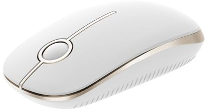 Seenda Wireless Mouse, Silent with 2.4G USB Receiver, White and Gold | 18-Month Battery Life, 1600 DPI Optical Tracking, Ambidextrous, Portable for Laptop/PC/Computer/Notebook