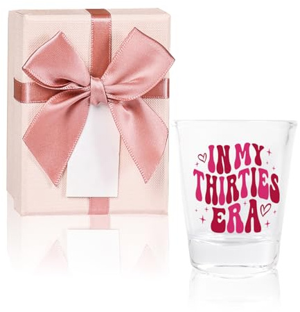 30th Birthday Gift for Her - Pink Shot Glass Decorations for 30th Bday Celebration, Unique Party Favors for Wife, Sister, or Friends - Turning 30 Gift