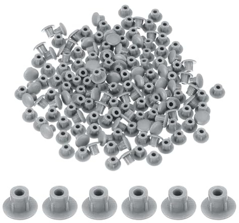 sourcing map 120Pcs Plastic Hole Plugs, 1/5(5mm) Flush Type Panel Round Screw Caps Cover Fastener Knockout Locking Plugs for Furniture Insert End Caps Panels, Dark Gray
