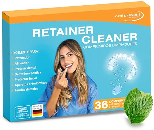 Oral Prevent Retainer Cleaner Tabletas Limpiadoras (36 uds) - Pastillas Limpieza Ferula Dental - Limpiador Ferula Dental - Invisalign - Menta fresca