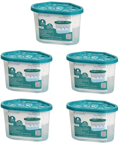Crystals 500ml Dehumidifiers - Window Condensation Absorbers, Wardrobe Dehumidifier, Disposable Damp Traps, Moisture Absorber - Interior Dehumidifiers for Effective Humidity Management in Homes (5)