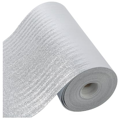 HBOOMOEM Aluminium Vapour Barrier，Wall Thermal Insulation Reflective Film，Suitable for Floors, Attics, Garages, Windows, Winterization, Sheds, Cabins, Kennels.(600CM/236.2IN,2.5CM/0.98IN)