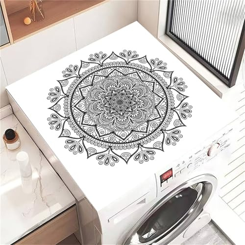 Highdi Housse de Protection pour Machine à Laver Top Mandala de la Mode, Coussin de Machine à Laver Antidérapant, Tapis de Protection pour Dessus Sèche-Linge Séchage Rapide (Blanc,30x40cm)