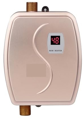 Calentador De Agua Eléctrico 3400W, Caliente Instantáneo Sin Tanque, Caldera Flujo For Cocina, Baño Y Ducha Ahorro de energía(Rose gold)