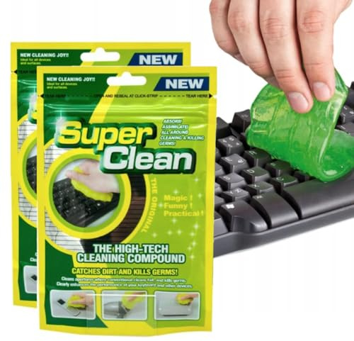 BEPSYOM 2 Pcs Gel Nettoyant Clavier pour Laptops, Ordinateurs, Aérations de Voiture, Calculatrices (80g) (Vert)