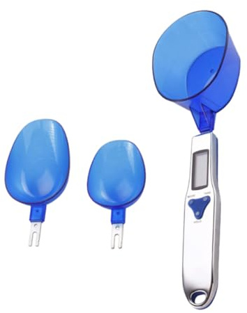 LIGIGWASH Báscula Cuchara Digital Precisa LCD para Cocina y Repostería Capacidad Medición Gn Ct Cuchara Extraíble y Apagado Automático Color Azul