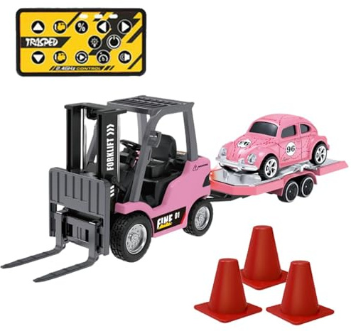 Odoukey Mini Carrello elevatore RC 1/64 per Adulti con Suoni realistici, Carrello elevatore telecomandato Ricaricabile Giocattolo di Sollevamento in Movimento Natale