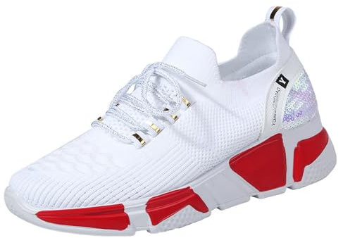 Women's Classic Mesh Sneakers for Sports Walking and Outdoor Leisure Elegant Traditional Lace-Up Trainer (White, 8.5)