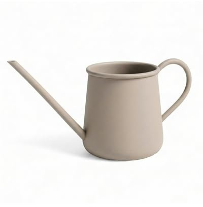 LIVLIG Regadera Pequeña 1 Litro – Metal con Pitorro Largo para Plantas Interior, Bonsai y Suculentas, Acabado Mate, Beige