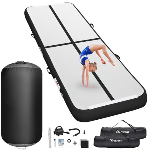 FBSPORT Airtrack Matte mit 100x60cm Air Roll, 10cm Hoch Verdicken 3M Tumbling Matte,Gymnastikmatte mit Luftpumpe,Trainingsmatte mit Tragetasche,Turnmatte für Zuhause, Outdoor,Yoga