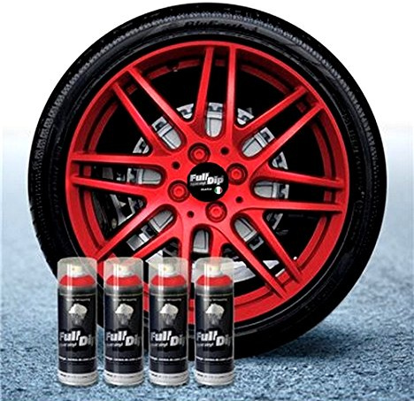 Sophisticauto 4 x Full Dip Flüssige Vinylsprays, Metallic-Rot, matt, abziehbar, 400 ml