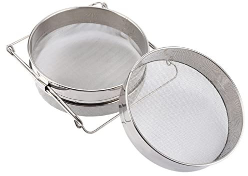 Zerone Honigsieb Doppel-Sieb Honigfilter Edelstahl, Doppel Edelstahl Honigsieb Verstellbaren Honigfilter Bienenzucht Honigfilterung für Küchensieb