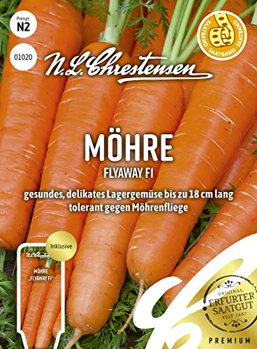 Möhre Flyaway F1,gesundes, delikates Lagergemüse bis zu 18 cm lang, Saatband, Samen, Saatgut, 01020-apog