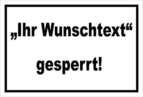 Melis-Folienwerkstatt Schild Wunschtext gesperrt - 30x20cm - Bohrlöcher - 3mm Aluverbund – 20 VAR S00100-018-A