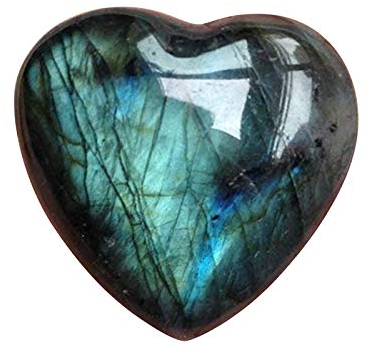 Pierre de Lune Cristal en Forme Coeur Naturel Labradorite Paume Pierre Guérison Gemme Minérale Reiki Chakra Cristal Poli Poche Pierre
