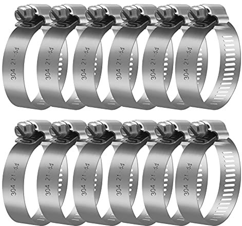Jzszera 12 fascette stringitubo in acciaio inox, 21-44 mm, fascetta per tubi in acciaio inox, morsetti regolabili per tubo e tubo per stagno, giardino, piscina o lavatrice