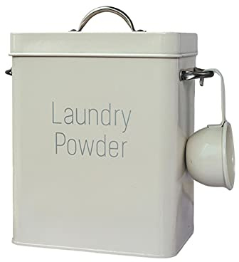 Waschpulver-Eimer, quadratisch, Waschpulver-Behälter, Waschpulver-Aufbewahrungsbox, Waschpulver-Behälter, Metall-Wäschepulverdose, quadratisch, mit Deckel und S