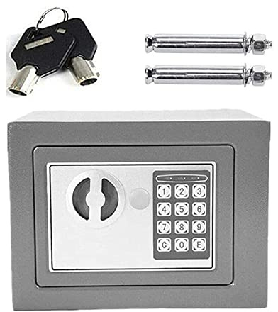 Möbeltresor mit Schlüssel, Mini-Safe Elektronischer Safe Tresor,Digitaler Safe,Elektronischer Tresor mit Zahlenschloss, Doppelbolzen Verriegelung, kann Wertsachen aufbewahren,4.6L/Schwarz