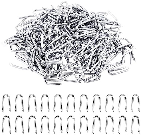 GLARKS Heavy Duty Galvanized Steel Wire Fence Staples, 200Pcs 2.3*20mm, Silver for Woven Fencing and Wire Mesh