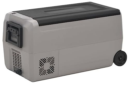 vidaXL Borsa Frigo con Manico e Ruote Nera e Grigia 60 L PP e PE