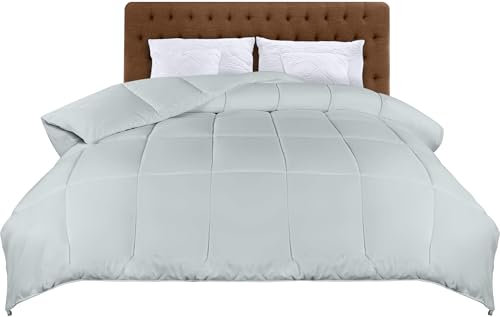 Utopia Bedding Piumone, Primavera/Estivo Piumino, Piumino Leggero, Trapunta Primavera/Estivo 100% Microfibra in Fibra Cava (Primavera/Estivo) (Grigio Chiaro, 220x240 cm)
