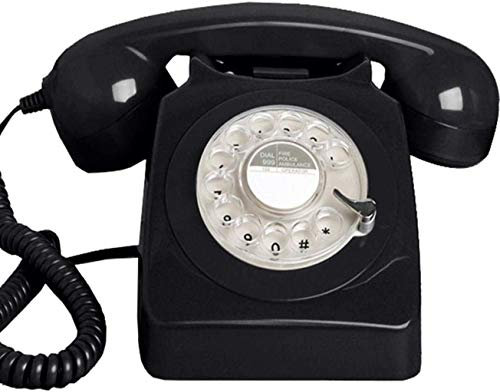 Telefono rotativo Classico Vintage, Telefono retrò Rotante per casa, Ufficio, Hotel, Telefono Fisso Fisso, Campanello in Metallo, Rosso (Nero)