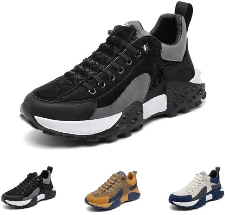 Ortopediska komfortsneaker for män 2024, vattentäta, halkfria ortopediska skor som andas, Sneakers for män, ortopediska skor med luftkudde som kan glida på (Color : Black, Size : 43 EU)