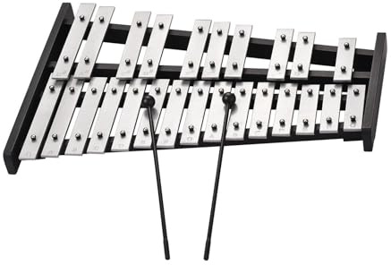 Glockenspiel Xylophon 25-Noten-Glockenspiel-Xylophon Holzsockel Aluminium-Stangen Musikalisches Percussion-Geschenk Mit 2 Schlägeln Und Tasche