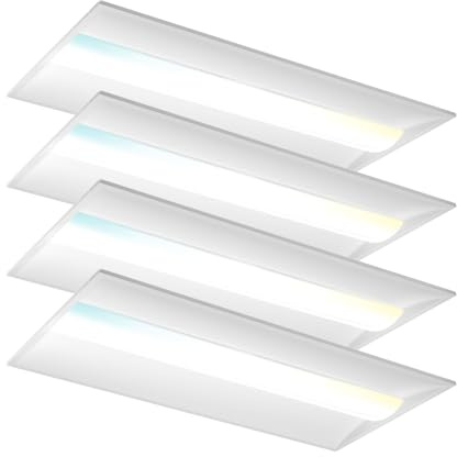OKQ 2x4 LED Troffer Center Basket Panel Light,72/60/50/40/30W-Up to 10800Lumens,5 Color Options 3000K-6500K,0-10V Dimmable Drop Ceiling Lights,Damp Rated,120-277V, DLC Premium (4 Pack)
