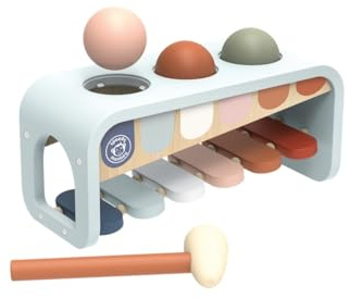 Speedy Monkey Tap Tap Xylophone – Vibrant Wooden Xylo Bench with 3 Balls, Hammer Play, Enhances Problem-Solving, and Cognitive Growth | Non-Toxic Finish, Ideal for Kids, Sturdy Learning Toy