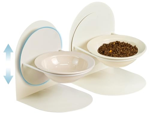 2er-Pack verstellbare Katzennäpfe mit magnetischem Eisenständer & Keramiknäpfe – doppelt höhenverstellbar und winkelverstellbar, rutschfestes Design für bequemes Füttern