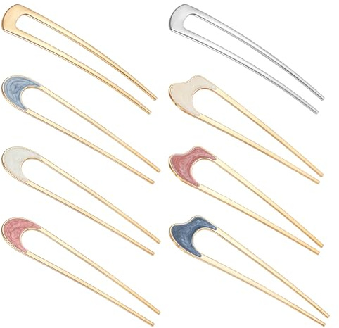 Oruola 8 Stück Französische Haarnadel,French Hair Pin,French Twist Hair Pin für Frauen Mädchen Weiches und Hartes Haar,Frenchpin Klein,Haarschmuck Golden Haarnadel,Bobby Pins