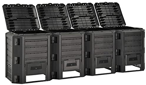 Compostiera da giardino, nero, 1600 l, 312275