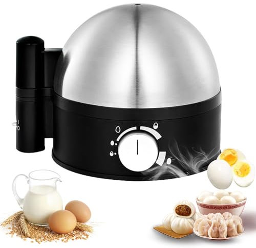 Egg Boiler Stainless Steel, Automatic Smart Egg Cooker with 7 Egg Capacity, Automatic Temperature Control, Overheating Protection, Egg Boiler Electric Fast, for Tamale, Dumpling, Egg, Sauce, Food