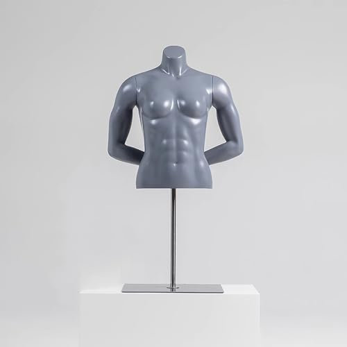 Manichino Manichino Espositore per Abiti a Mezzo Busto con Supporto In Metallo, Manichino per Abito Regolabile In Altezza con Braccia Staccabili, Manichino per Abito per Camicia(Gray,FEMALE_STYLE B)