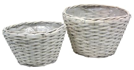 MACETERO Mimbre Blanco S/2