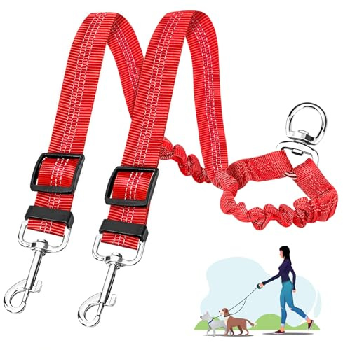 Double Dog Lead for Walking 2 Dogs No Tangle,360° Tangle-Free(No leash)