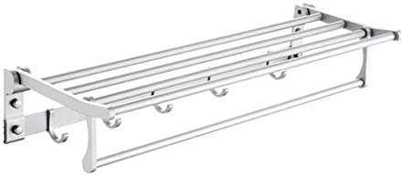 SRFTT Handtuchhalter, Handtuchständer aus Aluminium, Faltbarer Handtuchhalter, montiertes Lagerregal mit 5 beweglichen Haken, Handtuchständer für die Wand im Badezimmer, 50 cm