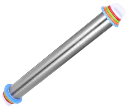 Garneck Mattarello in Acciaio Inox Da Rullo Per Pasta Antiaderente Per Cottura Utensile Da Cucina Per Pizza Biscotti e Pane Rullo Metallico Con Controllo Dello Spessore