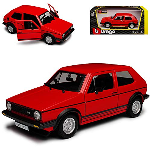 alles-meine.de GmbH Volkwagen Golf 1 GTI Rot 3 Türer 1974-1983 1/24 Burago Modell Auto mit individiuellem Wunschkennzeichen