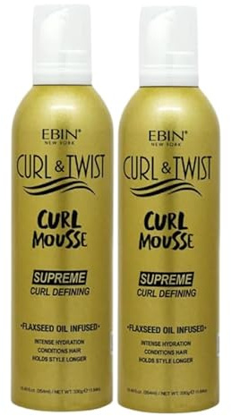 EBIN NEW YORK Braid Mousse – 2x Curl & Twist Curl Mousse 354ml Defining Styling Foam for Braids, Twist-Outs, and Protective Styles – Moisturizing and Lightweight Formula – Gift Set (2 Items)