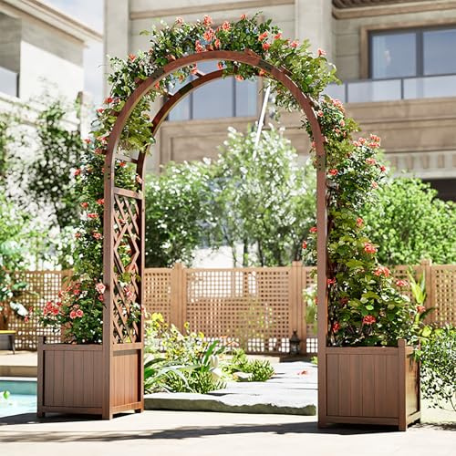 FVTVHEV Arco per Rampicanti in Legno Arco per Rose Rampicanti Include due fioriere Garden Pergolas Decorazione Giardino Facile da montare Adatto per uso esterno(300cm)
