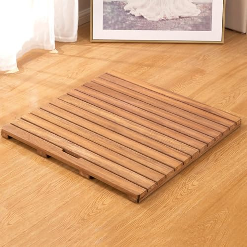 Teakholz-Badezimmermatte, rutschfeste Duschmatte für das Badezimmer, rechteckige Holzbodenmatte geeignet für Spa, Zuhause oder im Freien(50x50cm/19.7x19.7in)