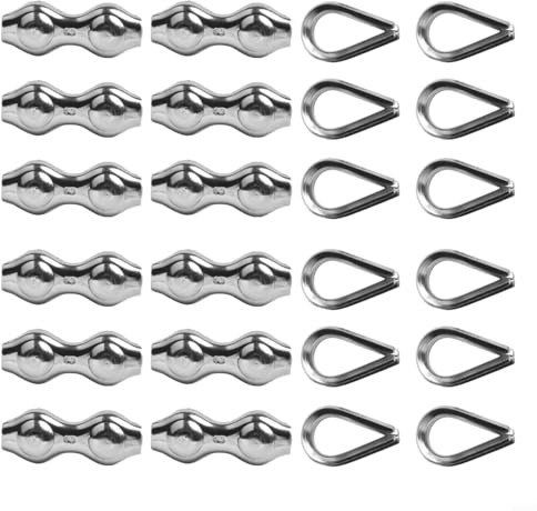 Kit de clip de cuerda de alambre de acero inoxidable 304 con dedales para abrazaderas dúplex M2/, máquinas dobladoras y equipos de metalurgia, paquete de 12 (M2)