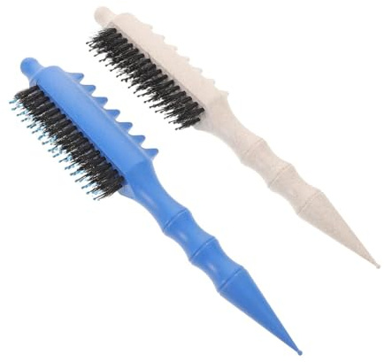 LRXIYODE Cepillo para Cardar Cabello Rizado y Fino 2 Piezas Cerdas de Cerda Natural para Masaje de Cuero Cabelludo, Herramienta de Peinado Profesional en Tonos Claros para Uso