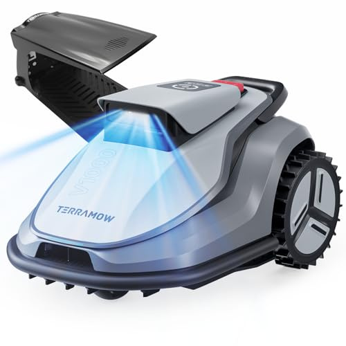 TerraMow V1000 Mähroboter ohne Begrenzungskabel mit Garage, bis 1200㎡ | Triple-Kamera KI-Vision, Ohne RTK&Begrenzungskabel, Echtzeit-Hindernisvermeidung, Auto-Kartierung, ideal für komplexe Gärten