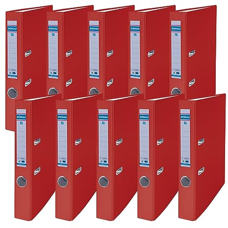 Raccoglitori per Ufficio DONAU Master/Certificato FSC, Materiale: PP, A4/ 50 mm - 5 cm, colore: Rosso/Confezione da 10-10 pezzi/Classificatore Registratore